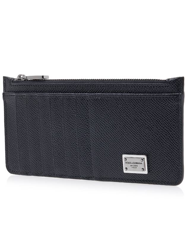 Logo Tag Calfskin Card Wallet Black - DOLCE&GABBANA - BALAAN 3