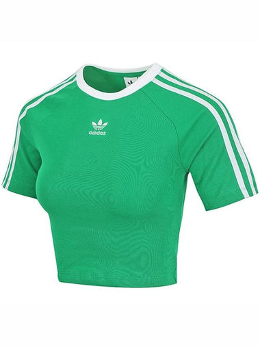 3 Stripe Baby Crop Short Sleeve T-Shirt Green - ADIDAS - BALAAN 1