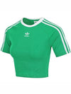 3 Stripe Baby Crop Short Sleeve T-Shirt Green - ADIDAS - BALAAN 1