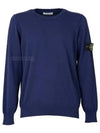 Wappen Patch Crew Neck Soft Cotton Knit Top Dark Blue - STONE ISLAND - BALAAN 2