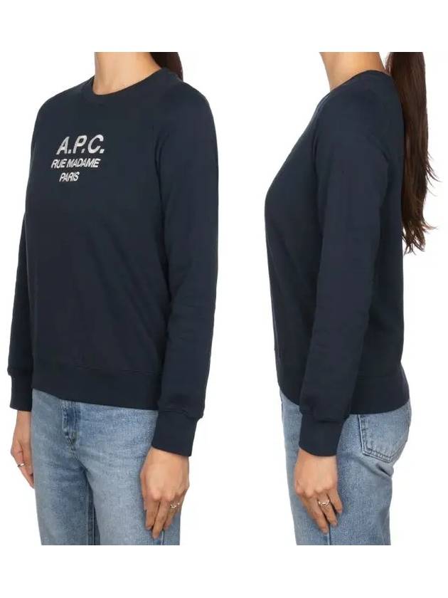 Women's Tina Logo Sweat Sweatshirt Navy - A.P.C. - BALAAN 6