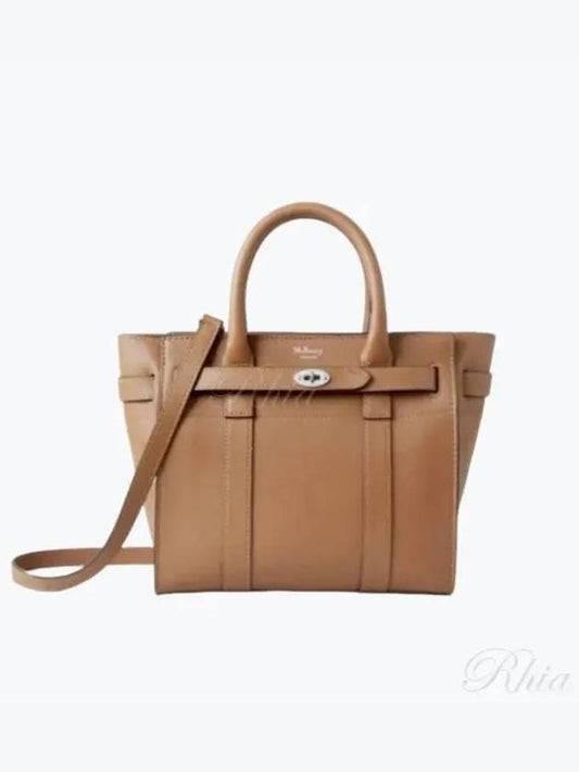 Silky Calf Mini Zipped Bayswater Tote Bag Teak - MULBERRY - BALAAN 2