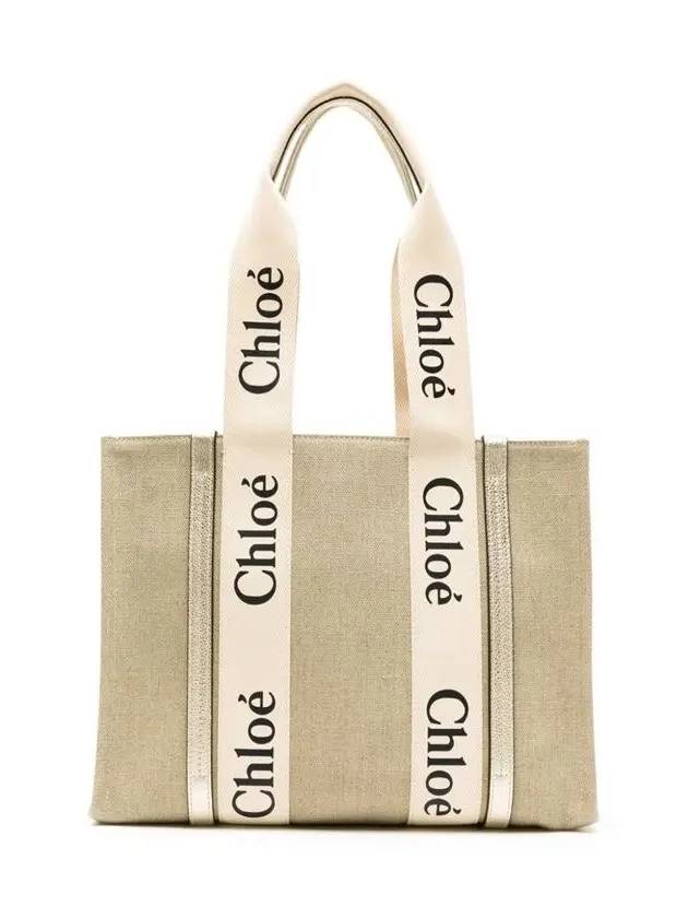 Woody Linen Tote Bag Beige - CHLOE - BALAAN 3