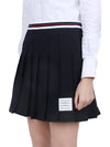 Women's Striped Band Cotton Pleated Skirt Navy - THOM BROWNE - BALAAN 4