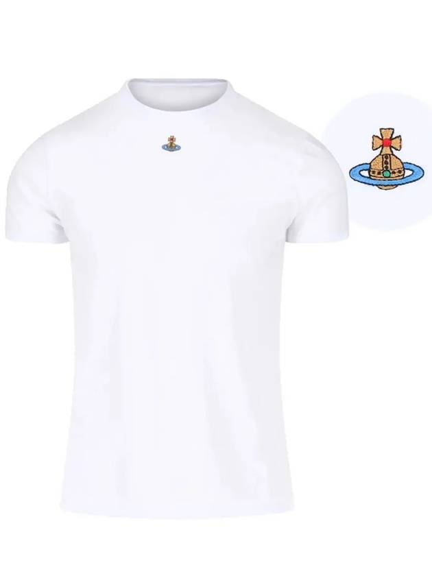 Embroided ORB Peru Short Sleeve T-Shirt White - VIVIENNE WESTWOOD - BALAAN 3