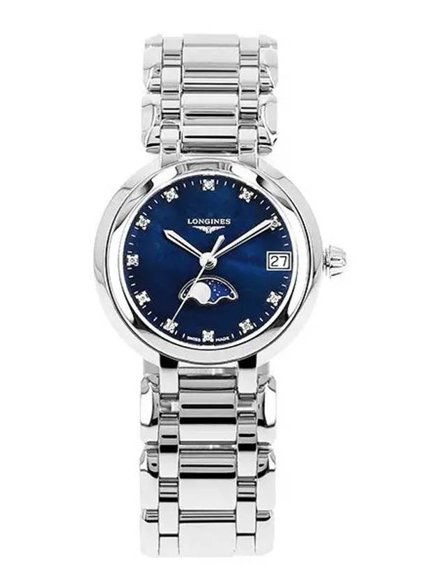 Prima Luna Quartz Diamond Watch Silver Blue - LONGINES - BALAAN 3