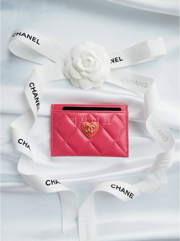 Heart Logo Lambskin Card Wallet Pink - CHANEL - BALAAN 11