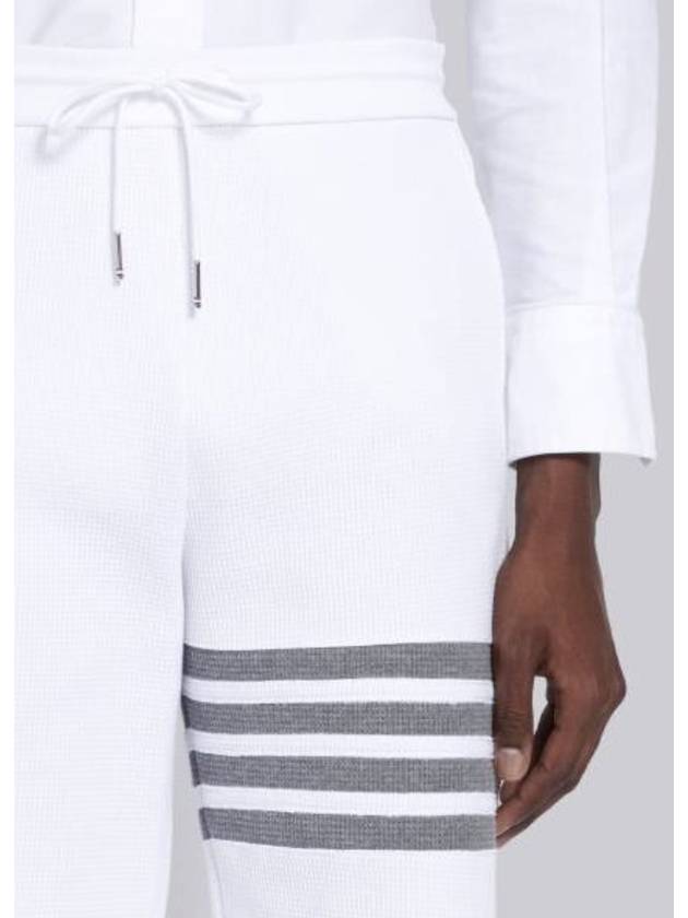 Waffle 4-Bar Stripe Shorts White - THOM BROWNE - BALAAN 4