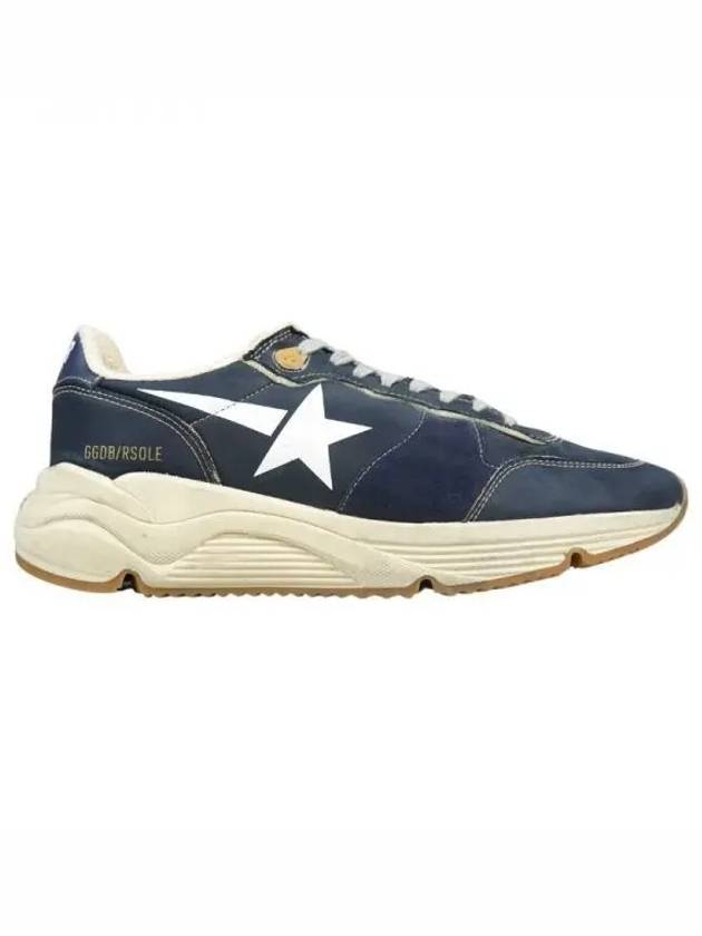 White Star Print Nylon Low Top Sneakers Dark Blue - GOLDEN GOOSE - BALAAN 2