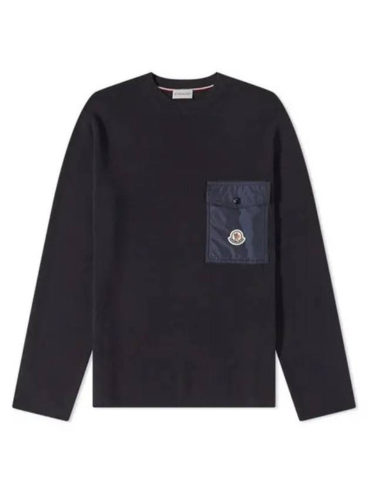 Logo Patch Pocket Knit Top Navy - MONCLER - BALAAN 2