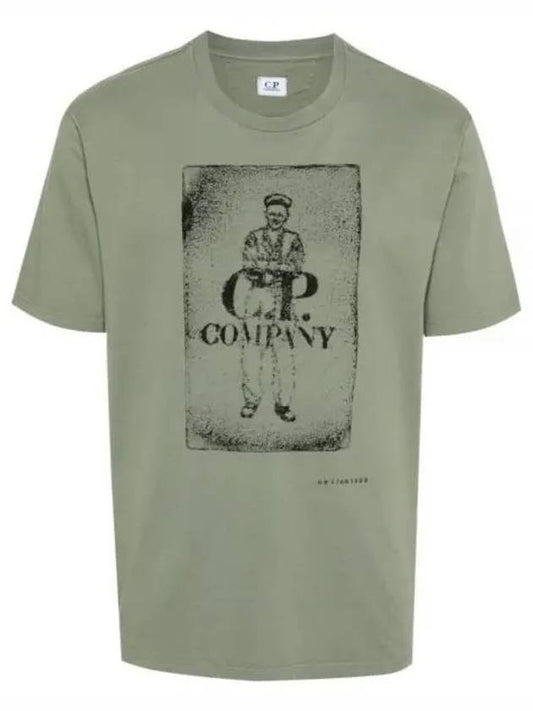 24/1 Jersey Artisanal Card Short Sleeve T-Shirt Green - CP COMPANY - BALAAN 2