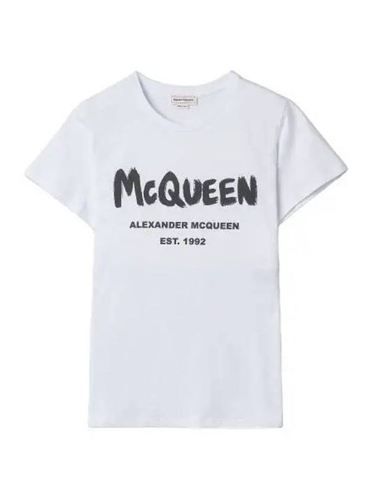 graffiti logo short sleeve t shirt white - ALEXANDER MCQUEEN - BALAAN 1