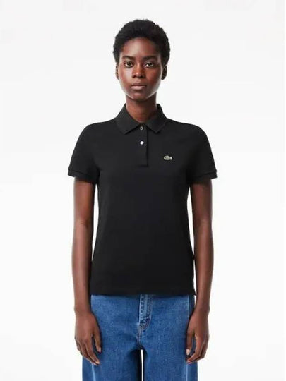 2 Button Embroidery Logo Regular Fit Polo Shirt Black - LACOSTE - BALAAN 2