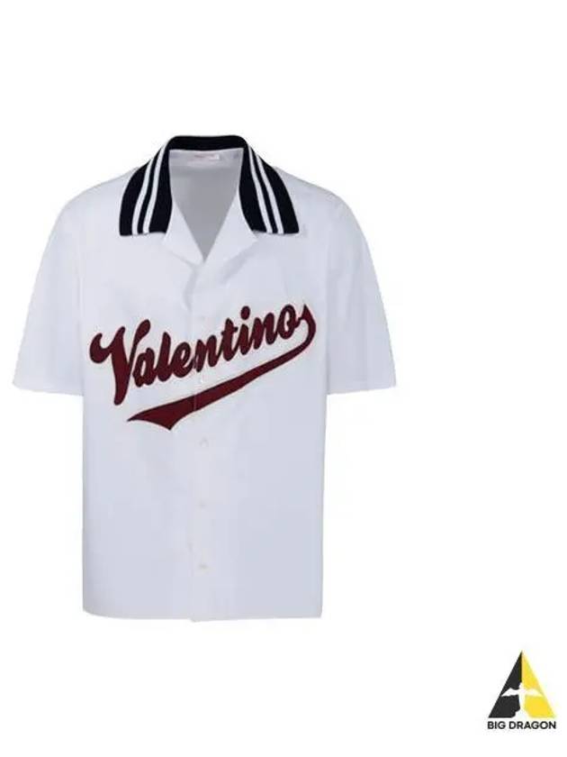 Logo Patch Bowling Short Sleeve Shirt White 2V3AAA96 8YH - VALENTINO - BALAAN 1