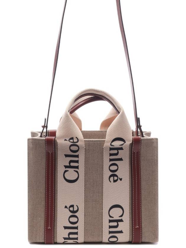 Woody Small Canvas Tote Bag White Brown Beige - CHLOE - BALAAN 3