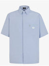 Cotton Short Sleeve Shirt Blue - FENDI - BALAAN 2