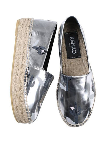 2ES383 F76 AG Silver cute printed high heel espadrille - KENZO - BALAAN 1