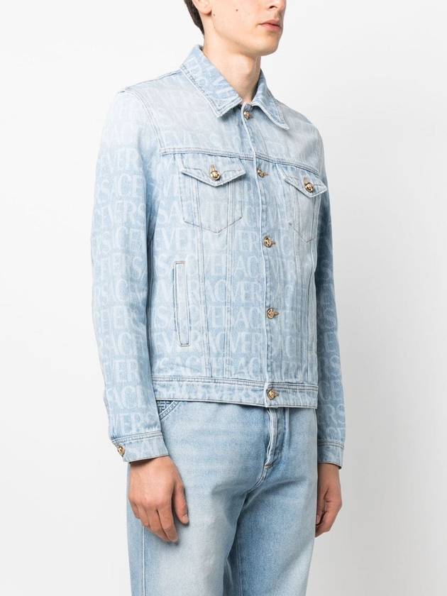 All logo over button denim jacket blue - VERSACE - BALAAN 4