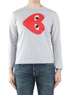 Men's Red Heart Long Sleeve T-Shirt Gray - COMME DES GARCONS PLAY - BALAAN 2