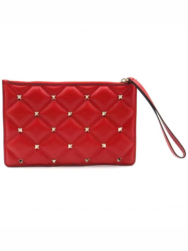 Women s Valentino SW2P0S44NAP Red Gold Candy Stud Gabarani Clutch gt Pouch Gangbuk used luxury goods - VALENTINO - BALAAN 5