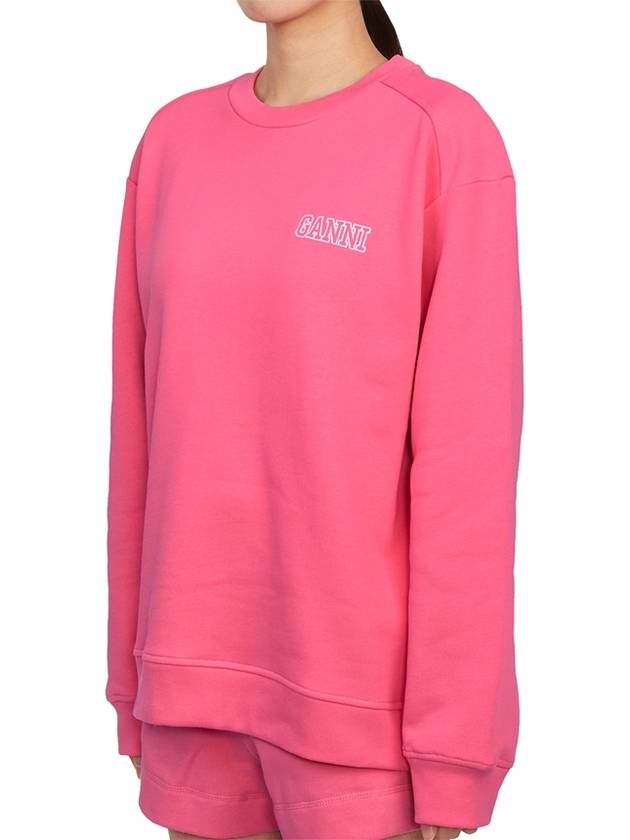 Women's Logo Print Cotton Sweatshirt Pink - GANNI - BALAAN 3