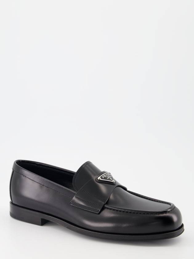 Brushed Leather Loafers Black - PRADA - BALAAN 3