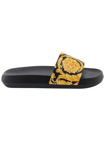 Barocco Printing Band Slide Slippers Black - VERSACE - BALAAN 1