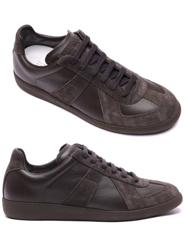 Men's Replica Leather Suede Low Top Sneakers Dark Brown - MAISON MARGIELA - BALAAN 3