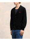 Red Heart Logo Merino Wool Cardigan Black - AMI - BALAAN 7