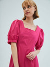 Square neck puff sleeve flare dresspink - OPENING SUNSHINE - BALAAN 4