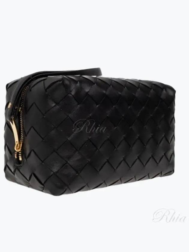 Intrecciato Leather Pouch Black - BOTTEGA VENETA - BALAAN 2