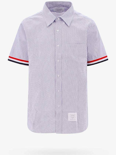 Men's Pincode Armband Short Sleeve Shirt Navy - THOM BROWNE - BALAAN 2