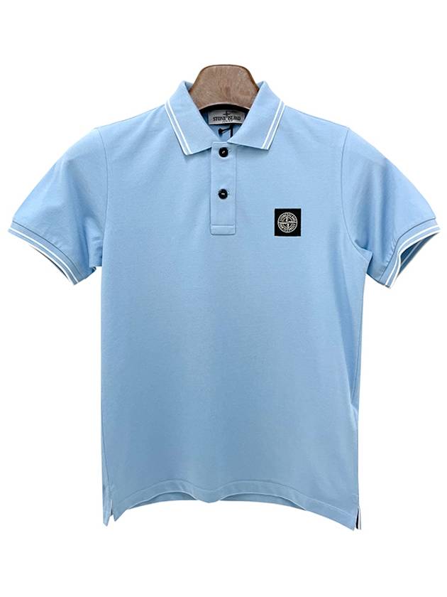 Kids Logo Patch Polo Shirt Light Blue - STONE ISLAND - BALAAN 2