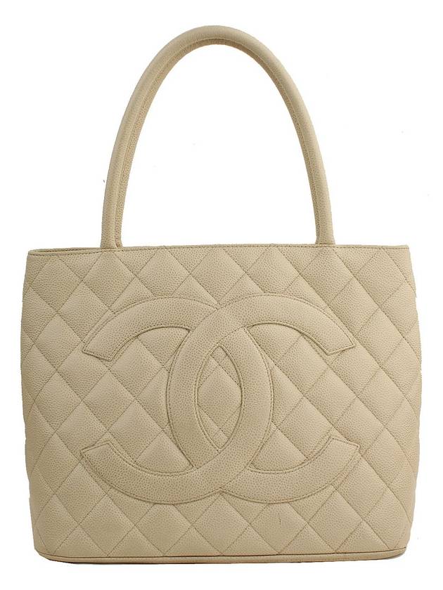 Cream Beige Caviar Antique Gold Plated CC Coin Tote - CHANEL - BALAAN 1