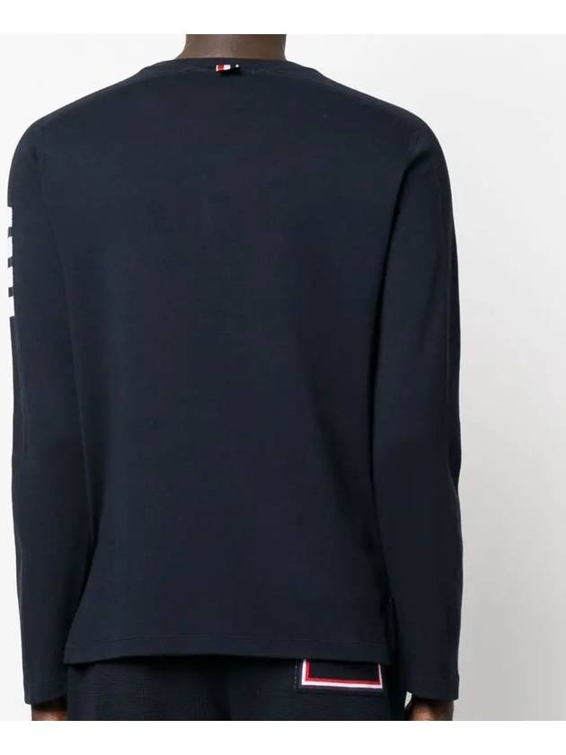 4-Bar Striped Cotton Long Sleeve T-Shirt Navy - THOM BROWNE - BALAAN 5