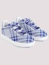 Box Check Print Leather Low Top Sneakers Royal Blue - BURBERRY - BALAAN 4