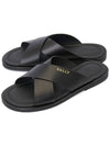 Jair Cross Strap Slider Sandals Black - BALLY - BALAAN.