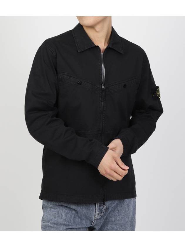 Wappen Patch Overshirt Zip Up Jacket Black - STONE ISLAND - BALAAN 3