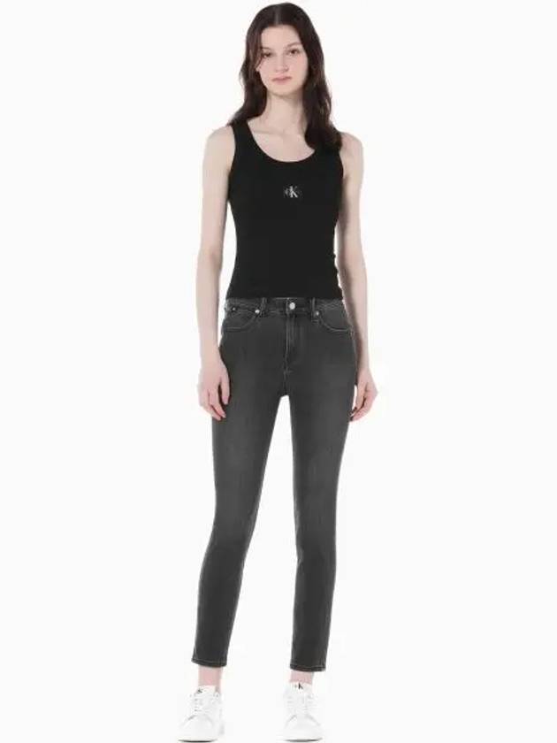 Jeans High Rise Ankle Skinny Jeans Black - CALVIN KLEIN - BALAAN 2