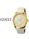 Women's G Timeless Quartz Leather Watch YA1264033A Gold Ivory - GUCCI - BALAAN 4