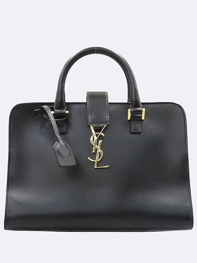 PARIS 472469 Black Leather Cabas Gold Logo Tote Bag Shoulder Strap 2WAY - SAINT LAURENT - BALAAN 2