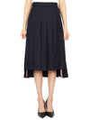 Super 120S Twill Below Knee Pleated Skirt Navy - THOM BROWNE - BALAAN 4