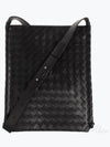 Intrecciato Flat Loop Large Leather Cross Bag Black - BOTTEGA VENETA - BALAAN 2