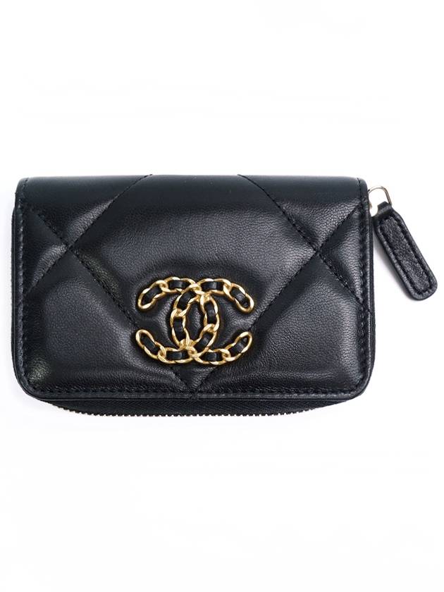 19 Lambskin Gold Zipper Card Wallet Black - CHANEL - BALAAN 2