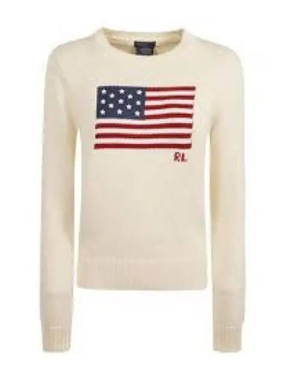 Flag Cotton Crew Neck Knit Top Cream - POLO RALPH LAUREN - BALAAN 2