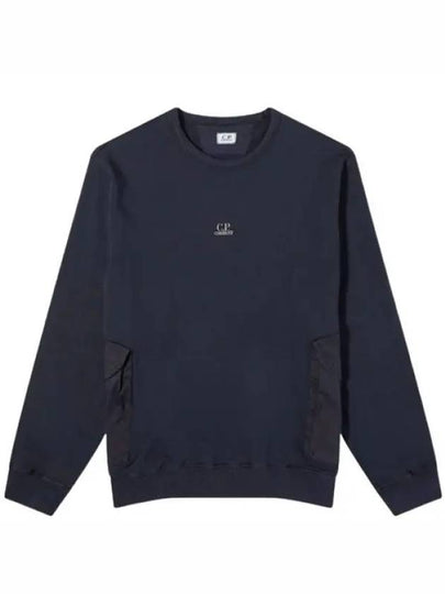 Cotton Fleece Mixed Pocket Sweatshirt Navy - CP COMPANY - BALAAN 2