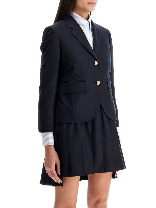 Women's Twill Slim Fit Single Breasted Wool Jacket Navy - THOM BROWNE - BALAAN 3