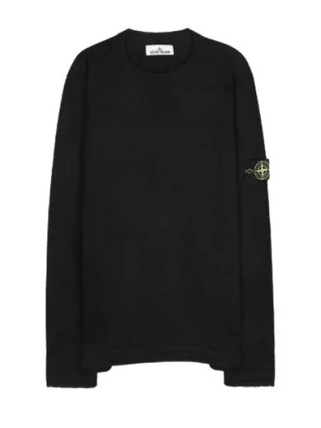 Compass Badge Ribbed Cotton Knit Top Black - STONE ISLAND - BALAAN 2