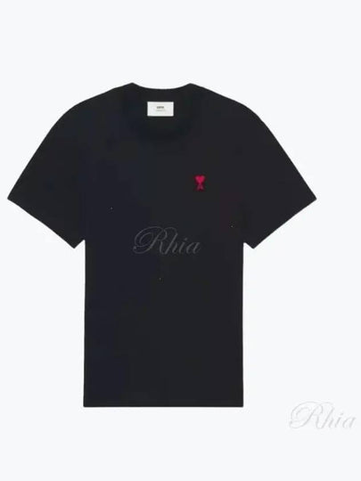 Small Heart Logo Short Sleeve T-Shirt Black - AMI - BALAAN 2