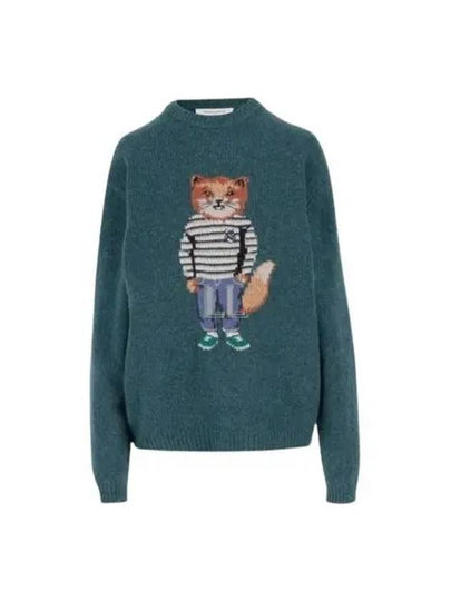 Dressed Fox Intarsia Knit Top Pine - MAISON KITSUNE - BALAAN 2